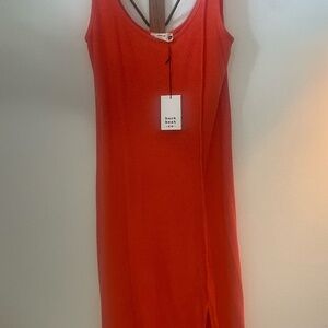 Back Beat Co Hemp Ribbed Midi Dress in Poppy Size XL